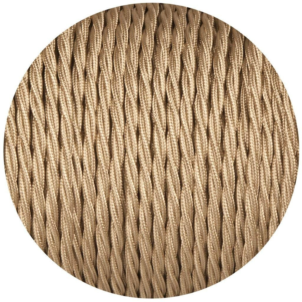 2 Core Twisted Fabric Cable 0.75mm – 1 m to 4 m - Light Gold, 3 m