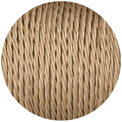 2 Core Twisted Fabric Cable 0.75mm – 1 m to 4 m - Light Gold, 3 m