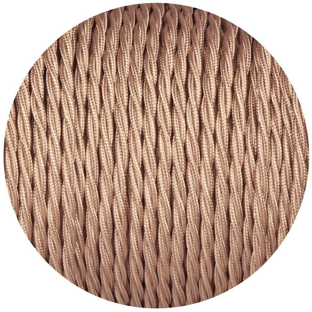 2 Core Twisted Fabric Cable 0.75mm – 1 m to 4 m - Rose Gold, 3 m