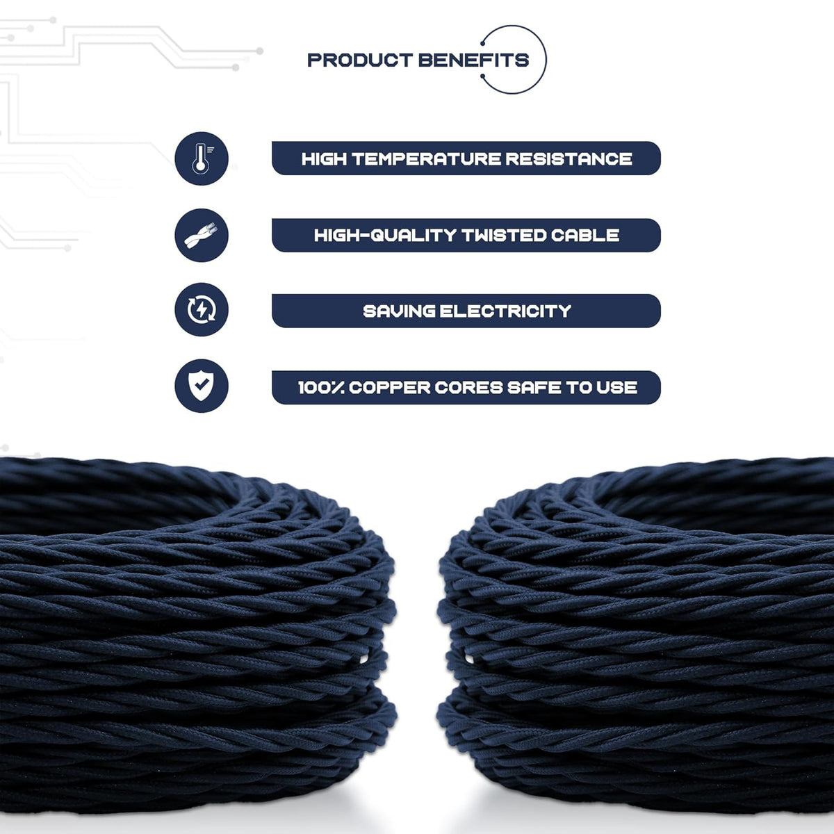 2 Core Twisted Fabric Cable 0.75mm – 5 m to 15 m - photo 2