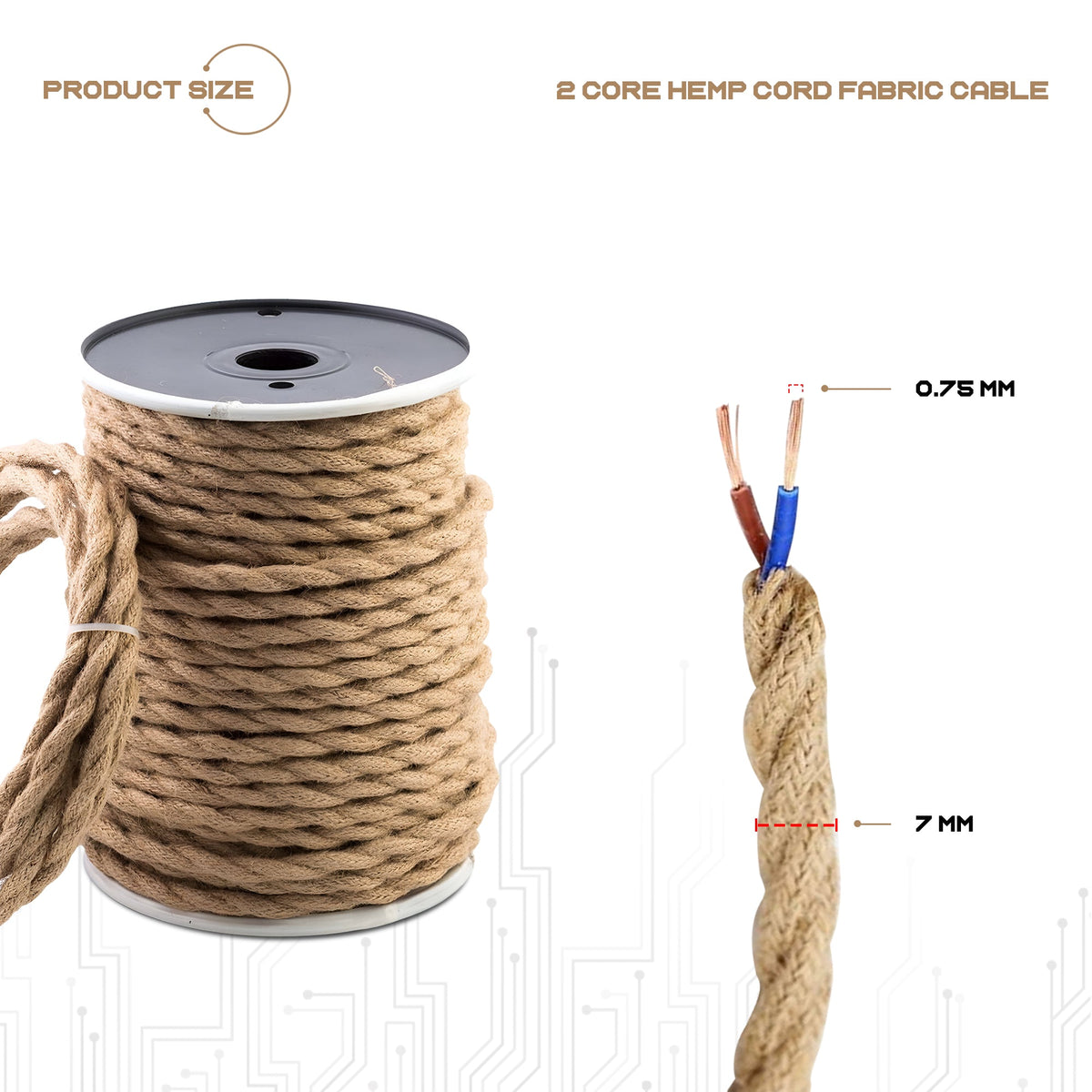 2 Core Twisted Fabric Cable 0.75mm – 5 m to 15 m - photo 3