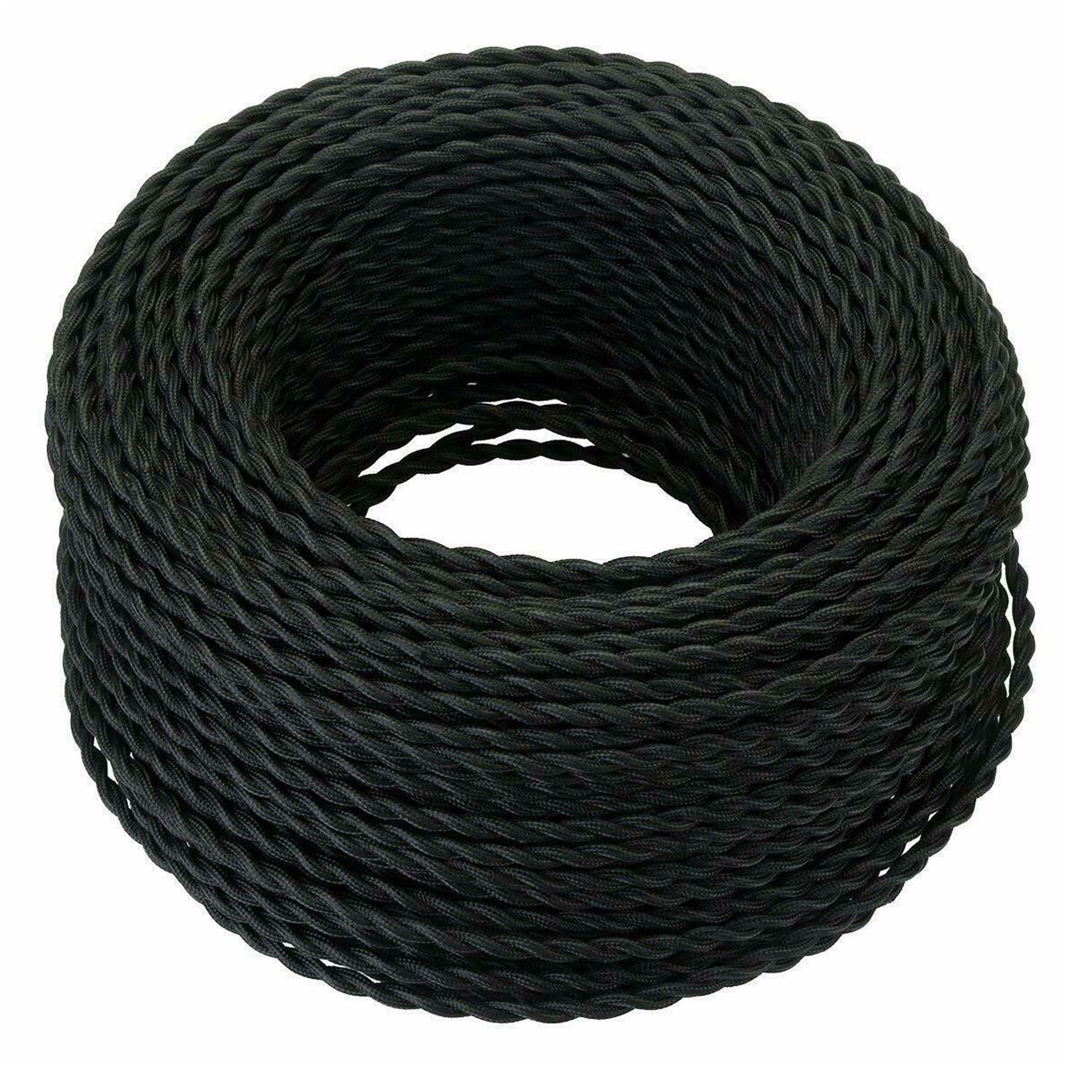 2 Core Twisted Fabric Cable 0.75mm – 5 m to 15 m - Black, 5 m
