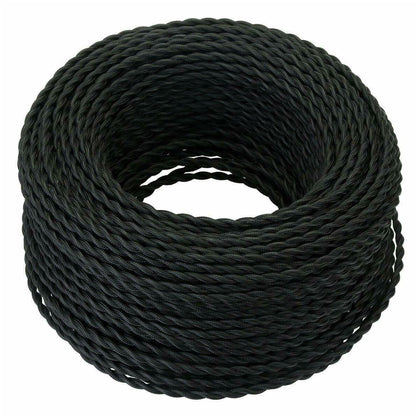 2 Core Twisted Fabric Cable 0.75mm – 5 m to 15 m - Black, 5 m