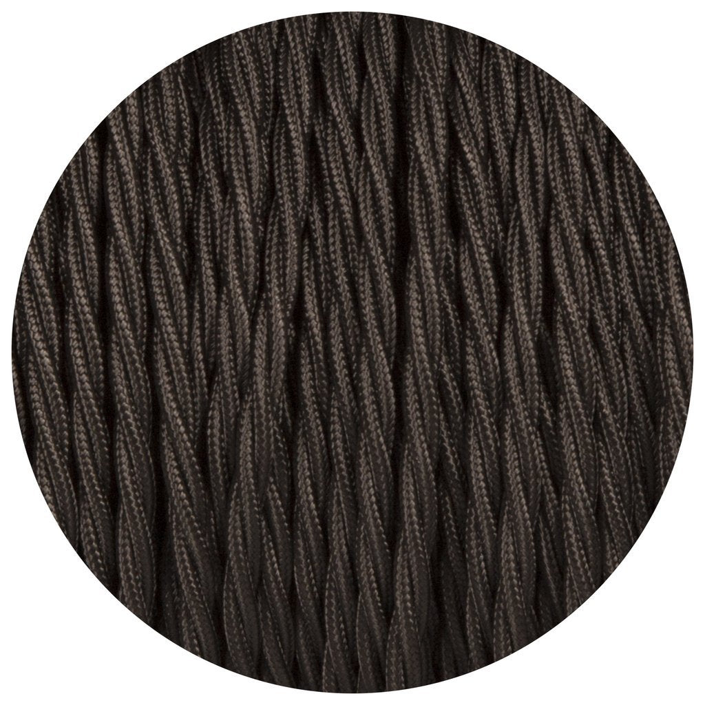 2 Core Twisted Fabric Cable 0.75mm – 5 m to 15 m - Black, 8 m