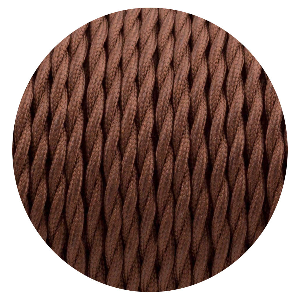 2 Core Twisted Fabric Cable 0.75mm – 5 m to 15 m - Brown, 8 m
