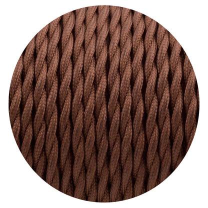 2 Core Twisted Fabric Cable 0.75mm – 5 m to 15 m - Brown, 8 m