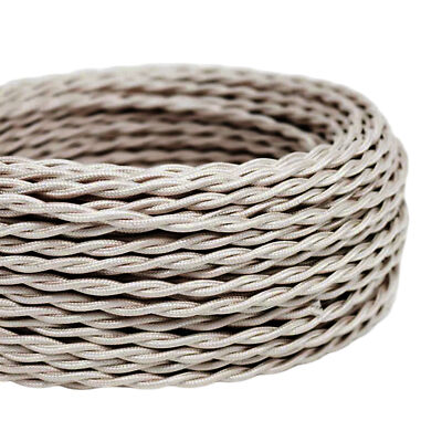 2 Core Twisted Fabric Cable 0.75mm – 5 m to 15 m - Cream, 5 m