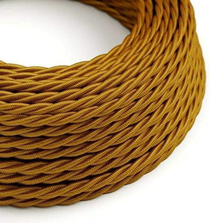 2 Core Twisted Fabric Cable 0.75mm – 5 m to 15 m - Gold, 5 m