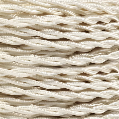 2 Core Twisted Fabric Cable 0.75mm – 5 m to 15 m - Ivory, 10 m