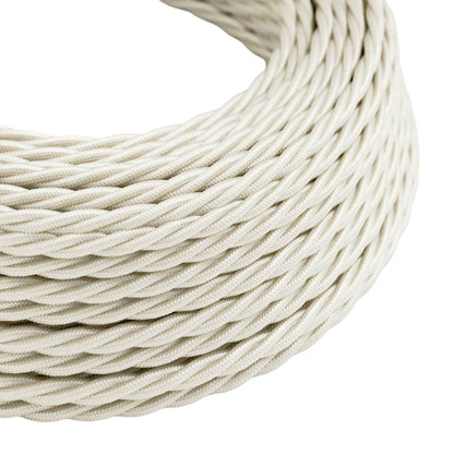 2 Core Twisted Fabric Cable 0.75mm – 5 m to 15 m - Ivory, 5 m