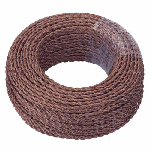 2 Core Twisted Fabric Cable 0.75mm – 5 m to 15 m - Light Brown, 5 m