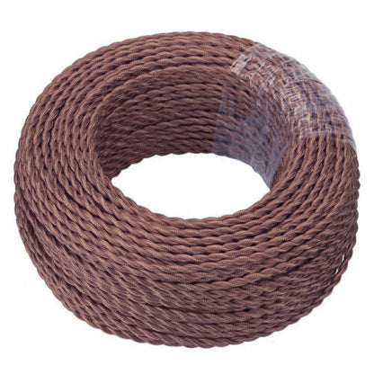 2 Core Twisted Fabric Cable 0.75mm – 5 m to 15 m - Light Brown, 5 m