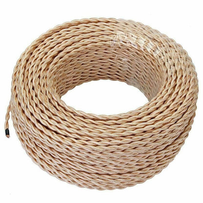 2 Core Twisted Fabric Cable 0.75mm – 5 m to 15 m - Light Gold, 10 m