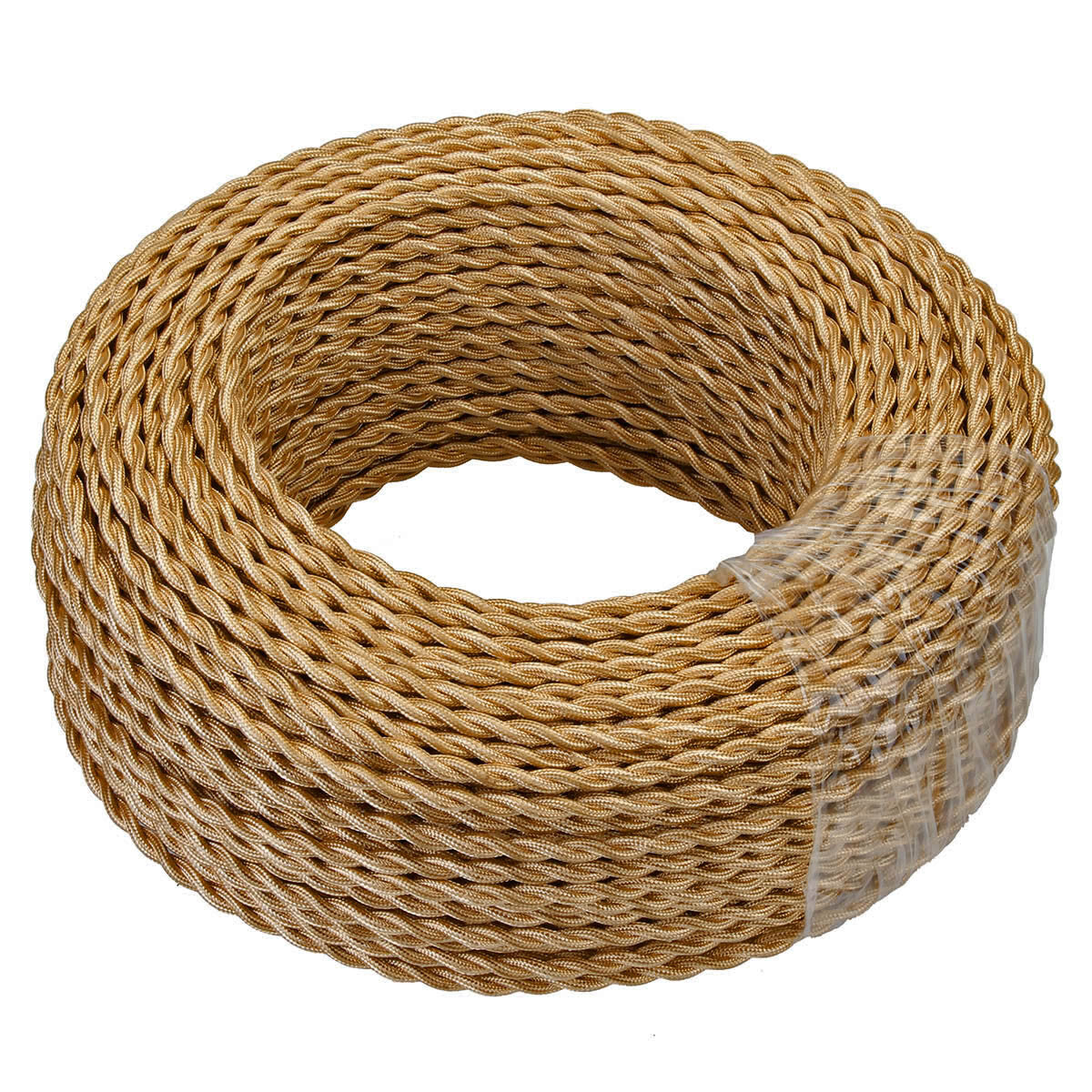 2 Core Twisted Fabric Cable 0.75mm – 5 m to 15 m - Light Gold, 5 m