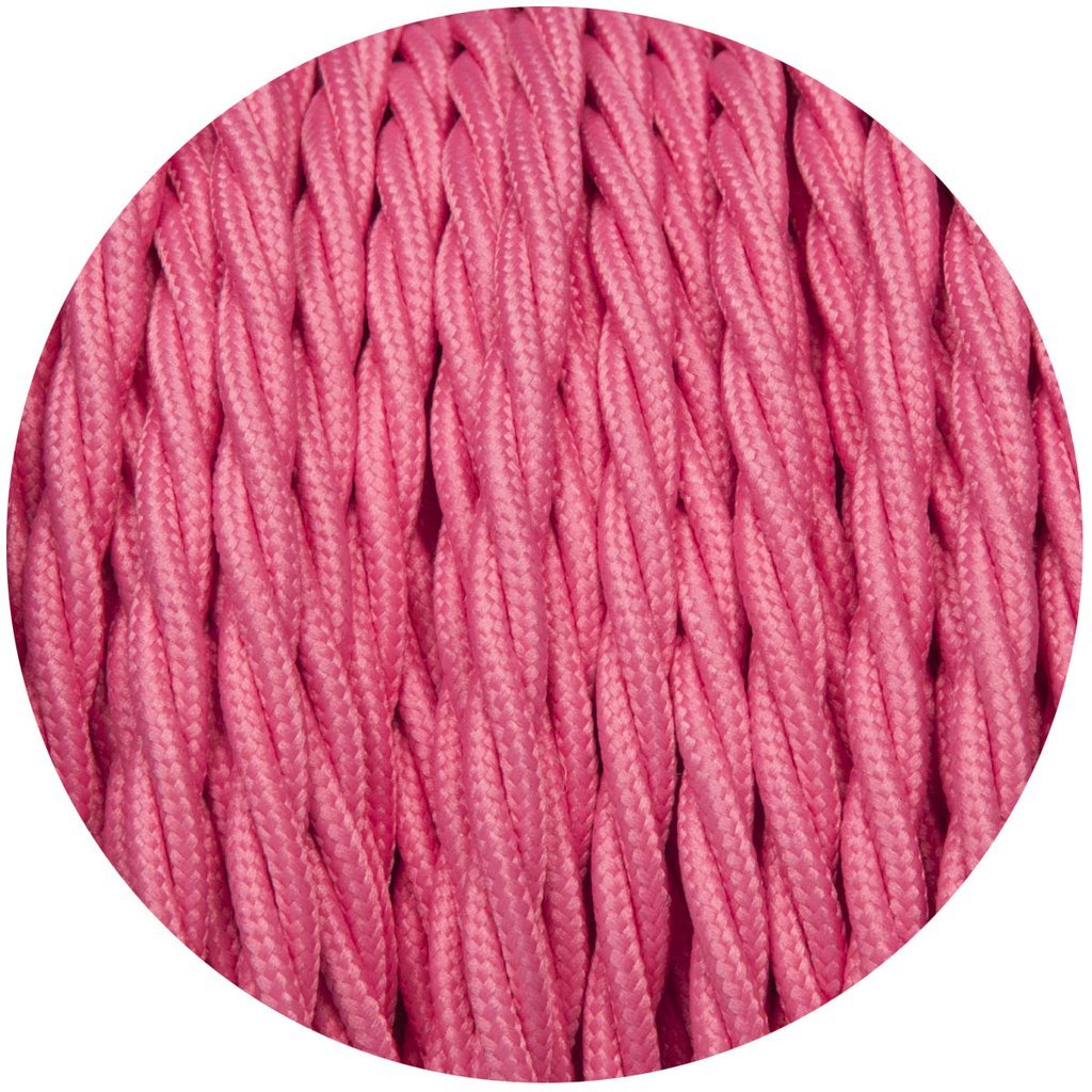 2 Core Twisted Fabric Cable 0.75mm – 5 m to 15 m - Rose Pink, 10 m