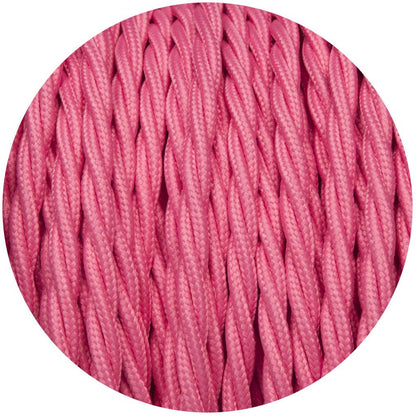 2 Core Twisted Fabric Cable 0.75mm – 5 m to 15 m - Rose Pink, 10 m