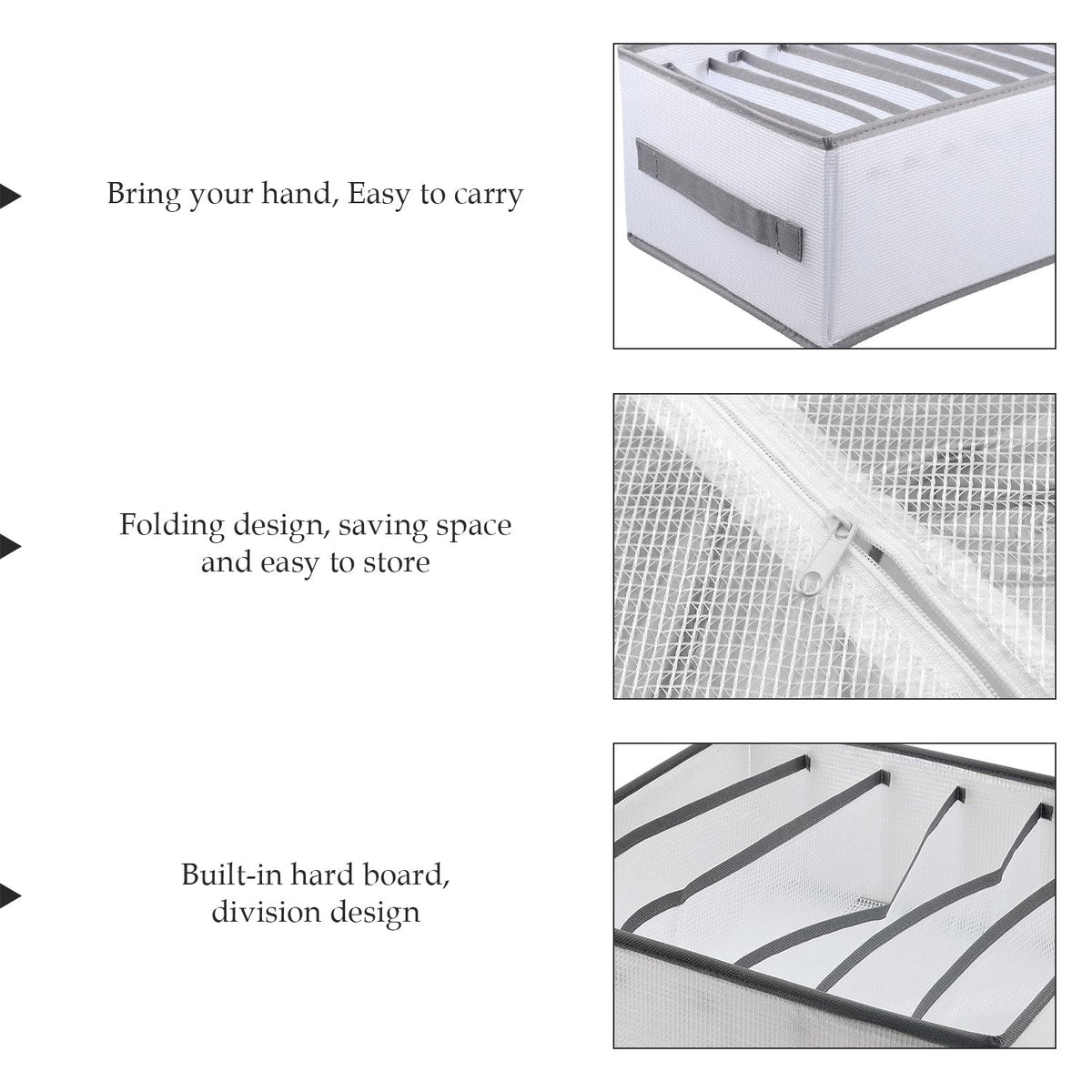 Foldable Wardrobe Drawer Organisers, Pack of 2 – 6 Compartments, 44 x 25 x 17 cm - photo 5