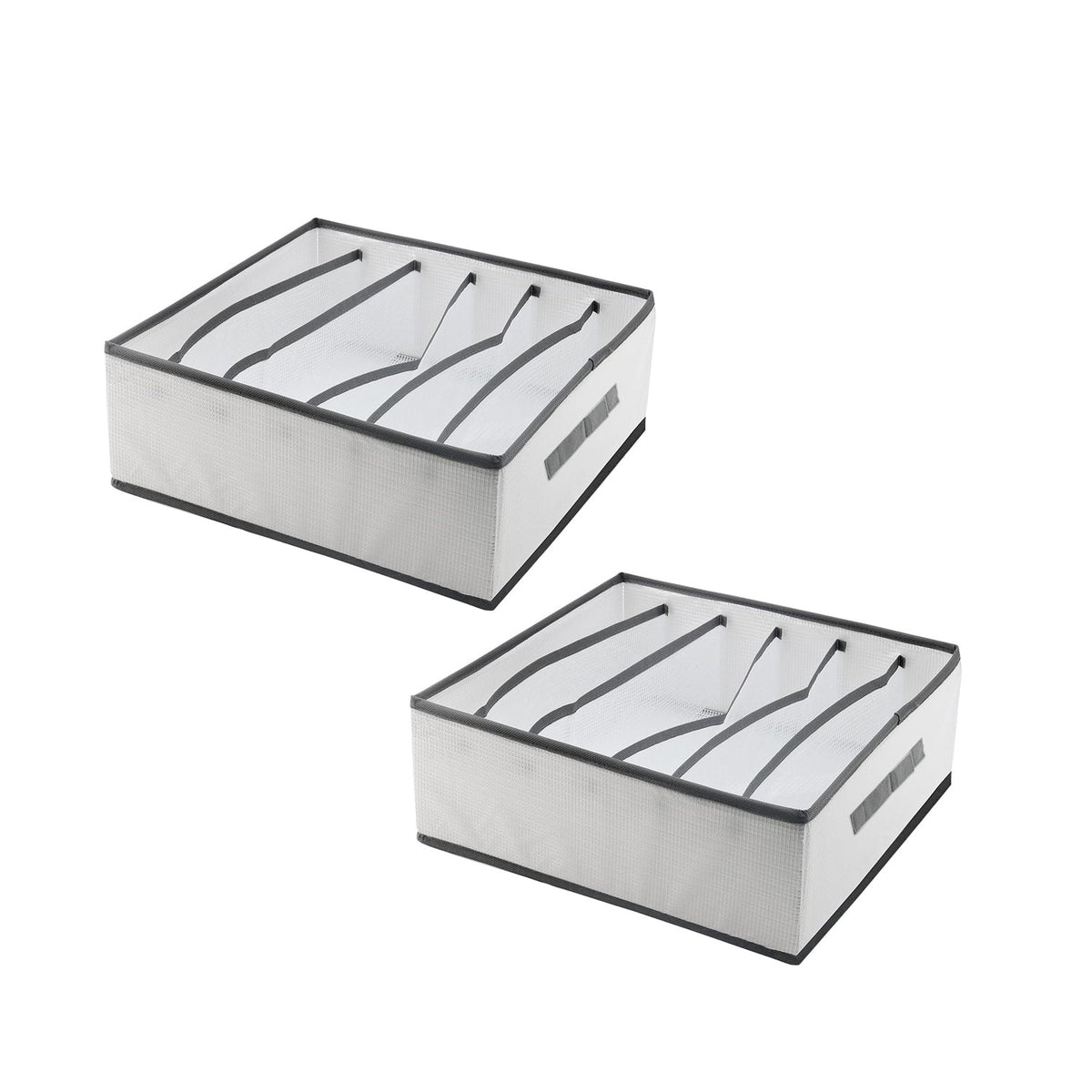 Foldable Wardrobe Drawer Organisers, Pack of 2 – 6 Compartments, 44 x 25 x 17 cm - 2 Organisers