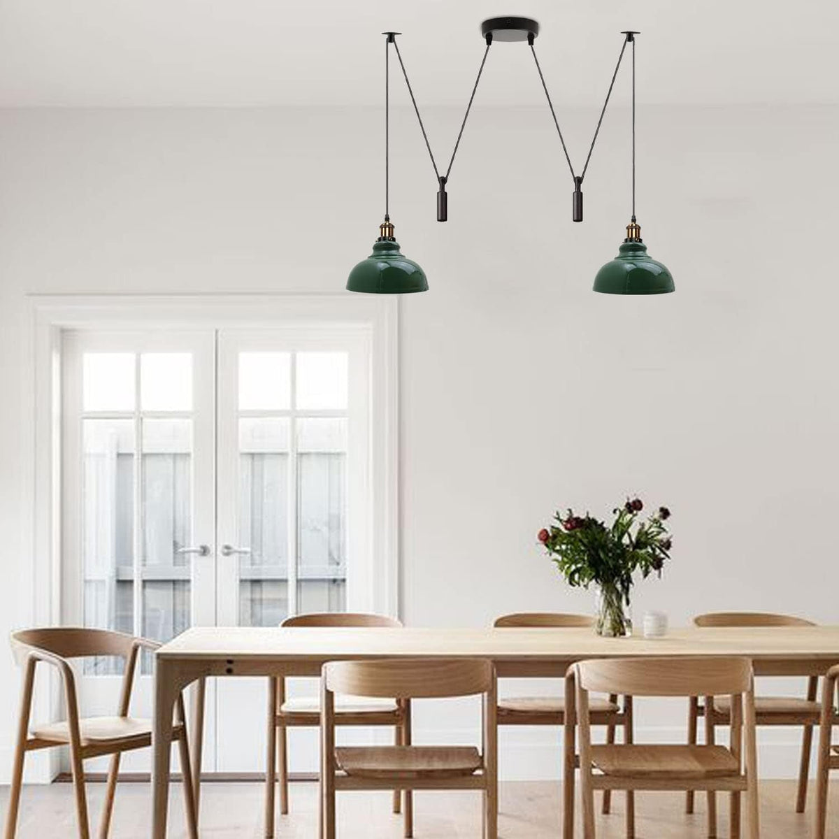 2-Light Dome Pendant – Pulley or Spider Hanging, 29 cm Shades, E27 - photo 3