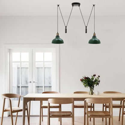 2-Light Dome Pendant – Pulley or Spider Hanging, 29 cm Shades, E27 - photo 3
