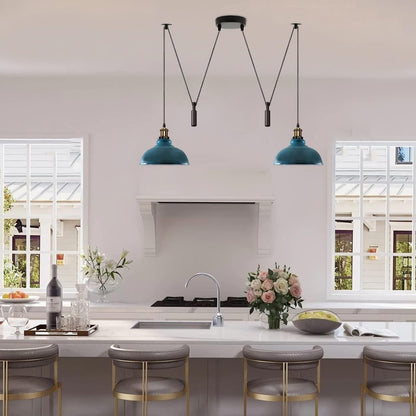 2-Light Dome Pendant – Pulley or Spider Hanging, 29 cm Shades, E27 - photo 4