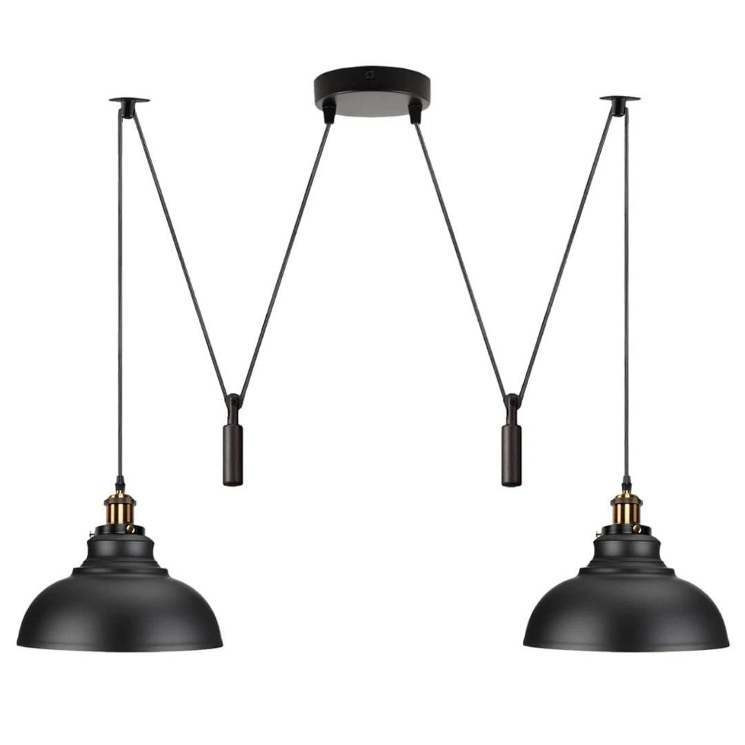 2-Light Dome Pendant – Pulley or Spider Hanging, 29 cm Shades, E27 - photo 7