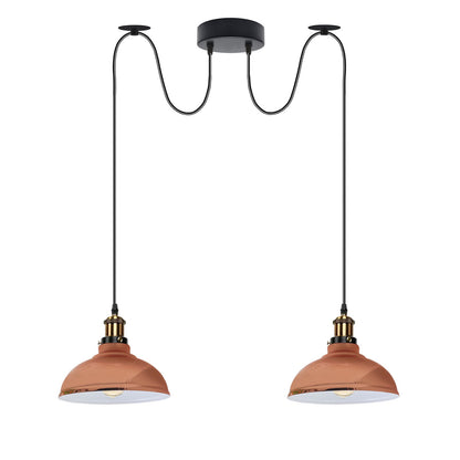 2-Light Dome Pendant – Pulley or Spider Hanging, 29 cm Shades, E27 - Yellow Brass, Rose Gold 29 cm, Spider, Without Bulb