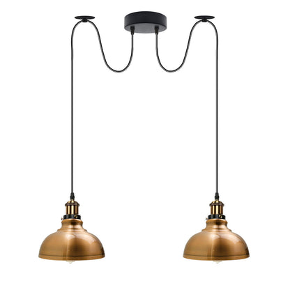 2-Light Dome Pendant – Pulley or Spider Hanging, 29 cm Shades, E27 - Yellow Brass, Yellow Brass 29 cm, Spider, Without Bulb