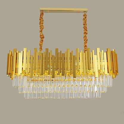 2 Head Crystal Lamp Shade - 80 cm, French Gold, Single