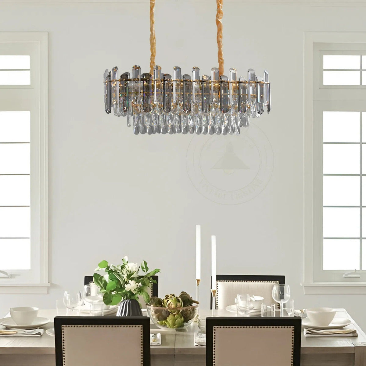 2 Head Crystal Lamp Shade - 80 cm (LS2CA800SG), Standard, Single