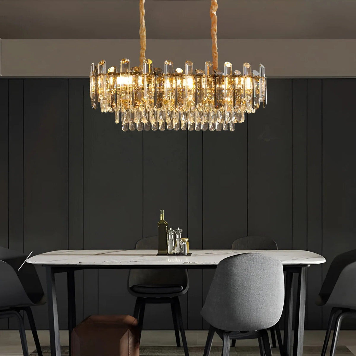 2 Head Crystal Lamp Shade - 80 cm with C35 LED Bulb 4W, Standard, Single