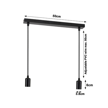 2-Light Bar Pendant – Black E27 Holders, Ceiling Bar - photo 2