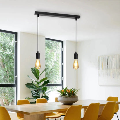 2-Light Bar Pendant – Black E27 Holders, Ceiling Bar - photo 3