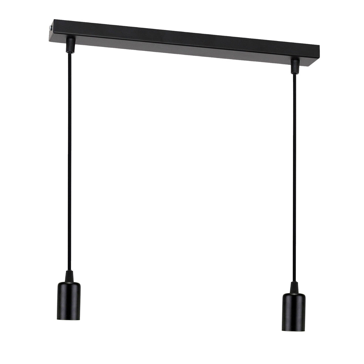 2-Light Bar Pendant – Black E27 Holders, Ceiling Bar - Black, Holders Only, Without Bulb