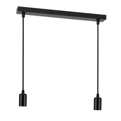 2-Light Bar Pendant – Black E27 Holders, Ceiling Bar - Black, Holders Only, Without Bulb