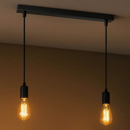 2-Light Bar Pendant – Black E27 Holders, Ceiling Bar