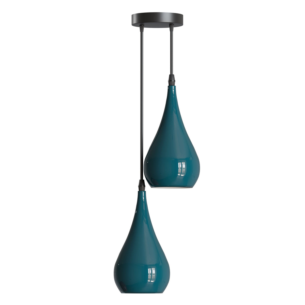 2-Light Teardrop Pendant – Teal Metal Shades, E27 - photo 4