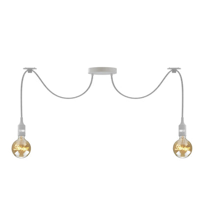 2-Light Spider Pendant – Silicone Lamp Holders, 8 Colours, E27 - Grey, No Shade, Without Bulb