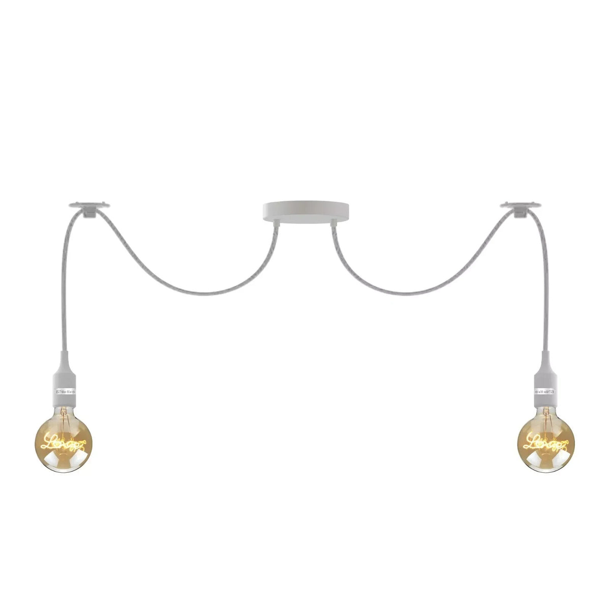 2-Light Spider Pendant – Silicone Lamp Holders, 8 Colours, E27 - White, No Shade, Without Bulb