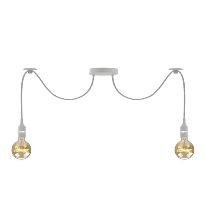 2-Light Spider Pendant – Silicone Lamp Holders, 8 Colours, E27 - White, No Shade, Without Bulb