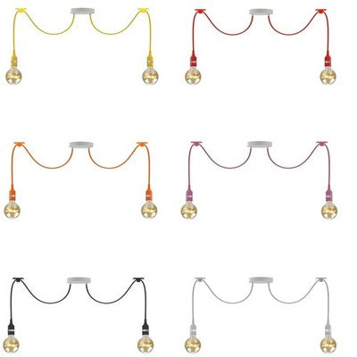 2-Light Spider Pendant – Silicone Lamp Holders, 8 Colours, E27