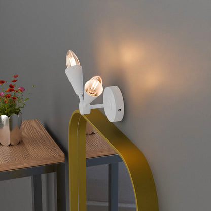 Twin E14 Wall Sconce with 90° Arms & C35 LED Bulbs – 6 Finishes - photo 10