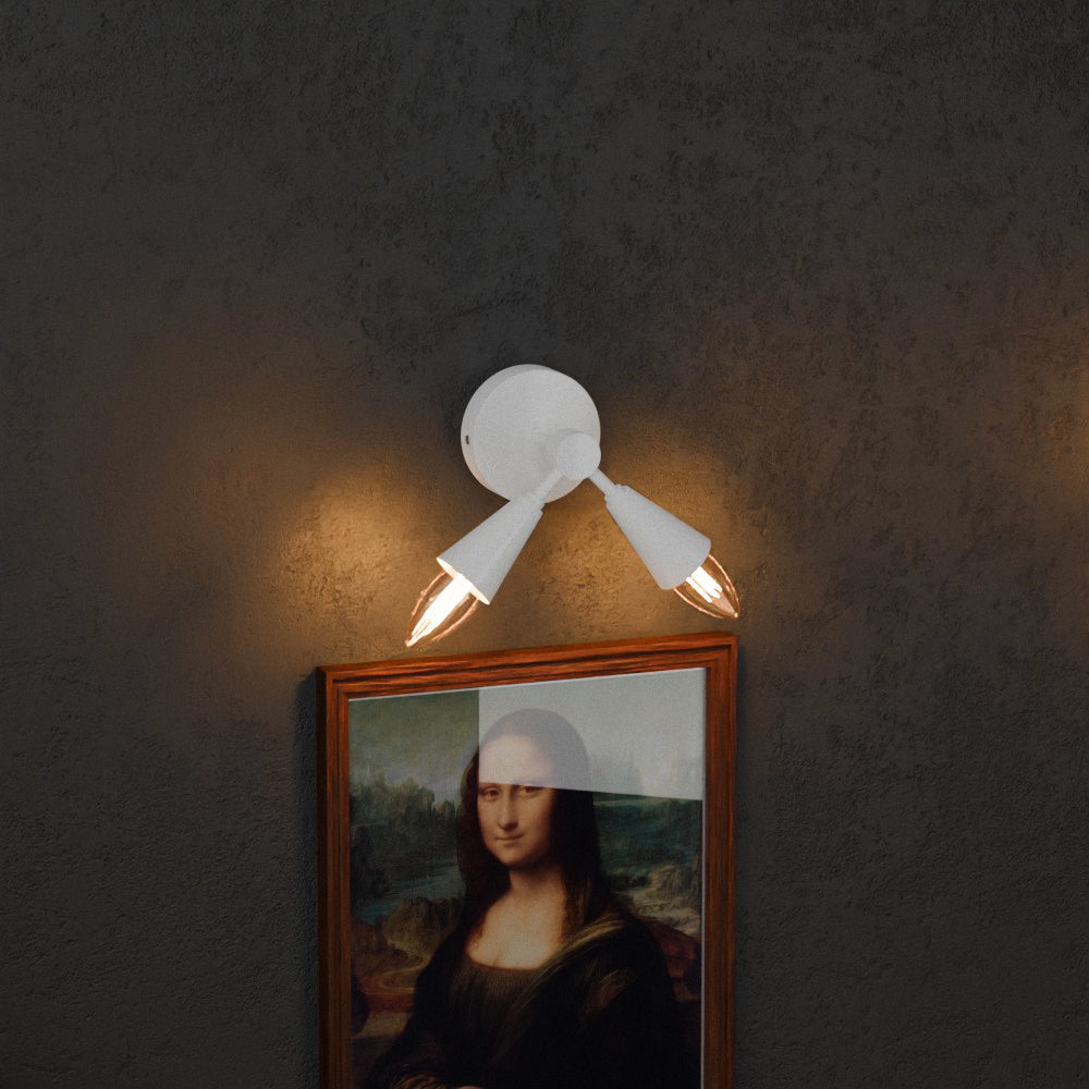 Twin E14 Wall Sconce with 90° Arms & C35 LED Bulbs – 6 Finishes - photo 11