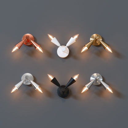 Twin E14 Wall Sconce with 90° Arms & C35 LED Bulbs – 6 Finishes - photo 14