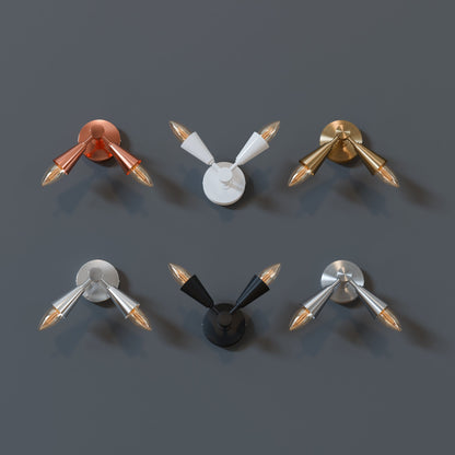 Twin E14 Wall Sconce with 90° Arms & C35 LED Bulbs – 6 Finishes - photo 15