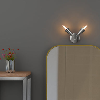 Twin E14 Wall Sconce with 90° Arms & C35 LED Bulbs – 6 Finishes - photo 4