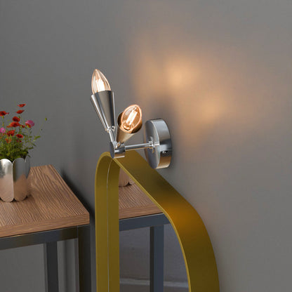 Twin E14 Wall Sconce with 90° Arms & C35 LED Bulbs – 6 Finishes - photo 5