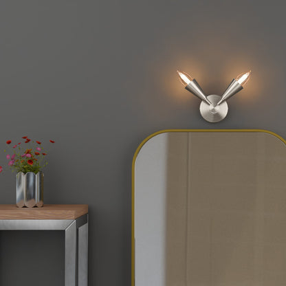 Twin E14 Wall Sconce with 90° Arms & C35 LED Bulbs – 6 Finishes - photo 7