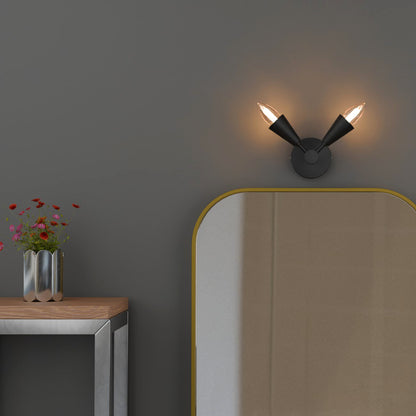 Twin E14 Wall Sconce with 90° Arms & C35 LED Bulbs – 6 Finishes - photo 2