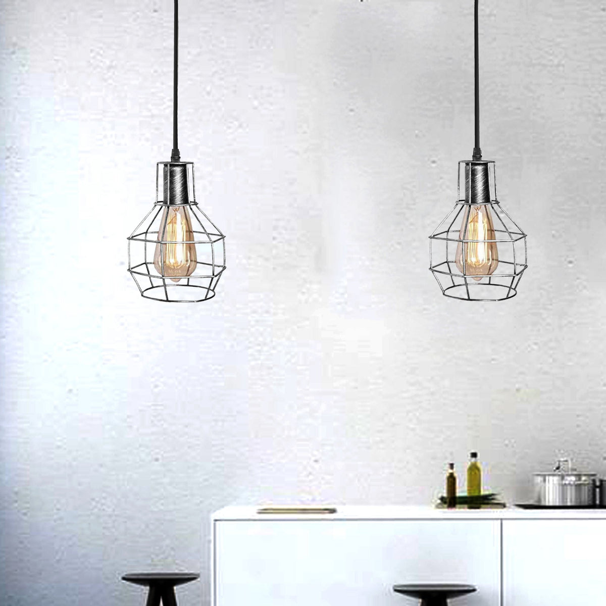 2-Light Spider Cage Pendant – Black, Copper, Silver or Red - photo 2